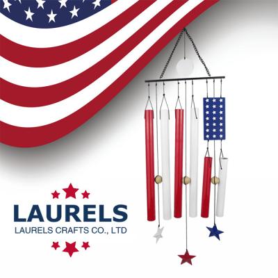 China Eco-friendly USA Flag Design Shooting Star Metal Wind Chime For Christmas Gift for sale