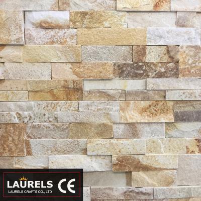 China Wholesale Price Eco - Friendly Yellow Marble Natural Cultural Stone Wall For Hotel Wall for sale