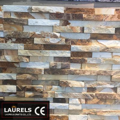 China Eco-friendly 3D BROWN Culture Stone Marble Eco-friendly Natural Stone For Hotel Wall Decorative for sale