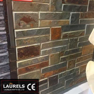 China Wholesale Price Eco - Friendly Rusty Slate Natural Cultural Stone Wall For Exterior Use for sale