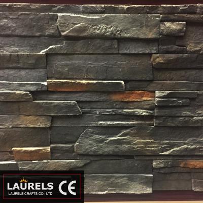 China Eco-friendly Dark Gray Articial Cultural Stone Wall Tile For Castle Wall Decoration for sale