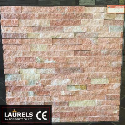 China Eco-friendly Acid-Resistant Pink Natural Stone Slate Slab Wall Cladding For Exterior for sale