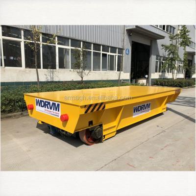 China Warning Alarm 20ton To 100ton Electric Steel Ladle Rail Transfer Trolley for sale