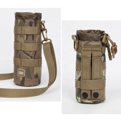 China Custom Waterproof Portable Logo Sublimation Camouflage Heat Insulation Mug Coolers Water Bottle Bag With String Loop for sale