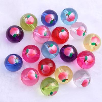 China Fashion Wholesales Bulk New Fashion Jewelry Necklace 100pcs 20mm Making Round Acrylic Chunky Transparent Clear Printing Beads for sale