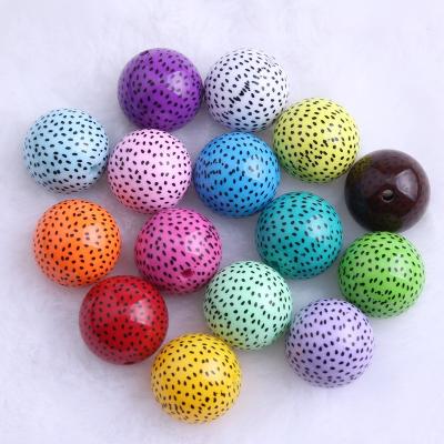 China New Fashion 20mm Solid Gumball Print Watermelon Colorful Mix Color Bead For Jewelry Necklace Making Chunky Beads Acrylic for sale