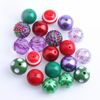 China Custom 100pcs Beads Fashion 20mm Wholesales Colorful Christmas Mix Color New Fashion Beads For Jewelry Making Acrylic Chunky Beads for sale