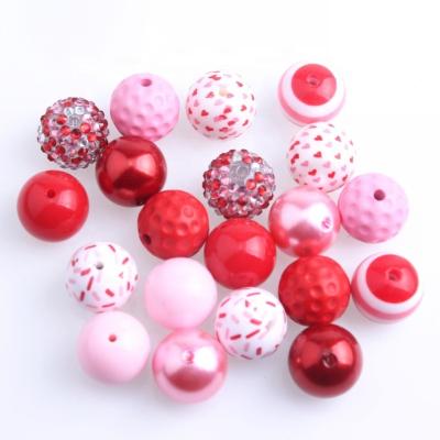 China Fashion Mix Red Rose Color Wholesales Colorful New Fashion 20mm 100pcs New Custom Beads For Jewelry Making Acrylic Chunky Beads for sale