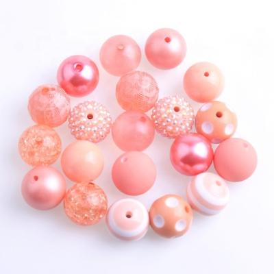 China Custom Made 100pcs Beads Fashion 20mm Coral Color Mix Colorful Wholesales New Fashion Beads For Jewelry Making Acrylic Chunky Beads for sale