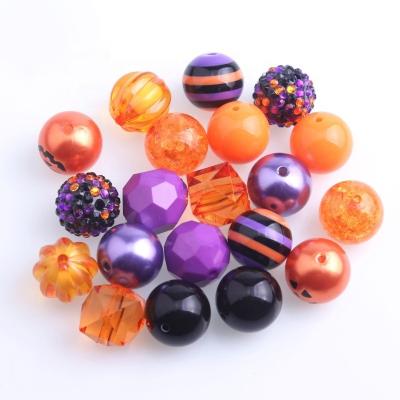 China Custom 100pcs Beads Fashion 20mm Wholesale Colorful Halloween Mix Color New Fashion Beads For Jewelry Making Acrylic Chunky Beads for sale