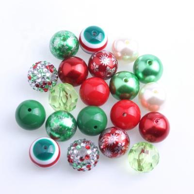 China Wholesale Bulk Chunky Gumball Beads 20mm Acrylic Loose Beads Mix Fashion Christmas Color Set For Jewelry Chunky Necklace Beads Acrylic for sale