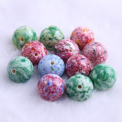 China Fashion Colorful Bright 100pcs Large 20mm Underlay Blue Paint Beads For Bead Necklace Bulky Jewelry for sale