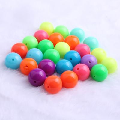 China Fashion Colorful Fashion Loose Chunky Beads For Kids Gumball Jewelry Solid Neon Acrylic Bead Wholesales 20mm for sale