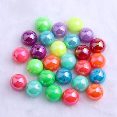 China Wholesale Colorful Neon Color Fashion New ab Fashion New Chunky Beads For Jewelry Making Shinny Acrylic Solid Beads for sale