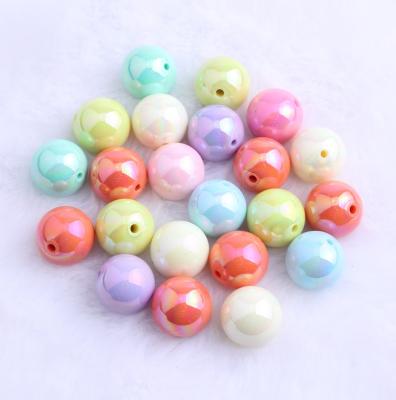 China Custom Colorful Pastel Color Fashion New Fashion AB New Chunky Beads For Easter Kids Jewelry Shinny Acrylic Solid Beads for sale