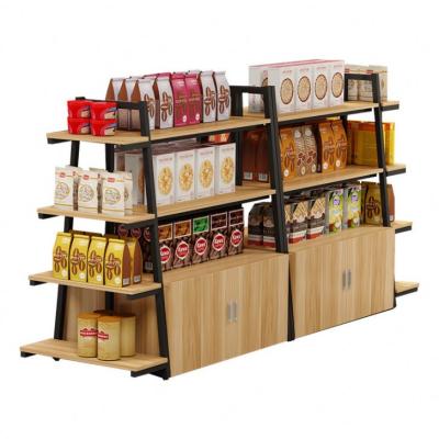 China Cheap wood shelf modern double-sided equipment commercial high-grade vegetable online book store furniture products for sale