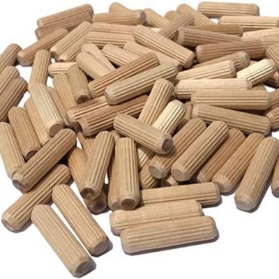 China China Kiln Dried Wooden Dowels 10mm 6mm 8mm Grooved For Easier Insertion Straight Grooved Dowels For Furniture Door for sale