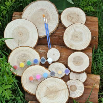 China Wholesale Europe Log Tree Log Disc Wood Slices Branch Button Coaster With Bark for sale