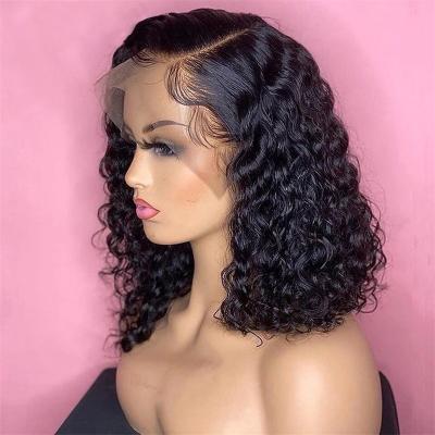 China Bob Wigs Human Hair Hd Water Wave Full Lace Front Wig Raw Peruvian Virgin Hair Short Lace Frontal Wig For Black Women for sale