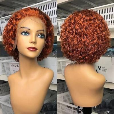 China Hd Transparent Swiss Pixie Curly Lace Front Wigs Short Brazilian Curly 100% Brazilian Hair Lace Wig For Black Women for sale