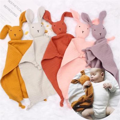 China Washable Bunny Saliva Towel Baby Care Accessories INS Baby Nursery Blanket Sleep Baby Teething Organic Cotton Soothe Hug Toy for sale