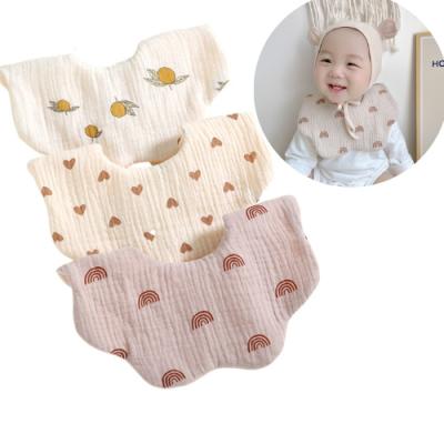 China 360 Degree Washable 6 Layers Cotton Yarn Burp Cloth Kid Bib Cute Pattern Lace Up Bibs Newborn Feeding Kids Saliva Towel Gift Set for sale