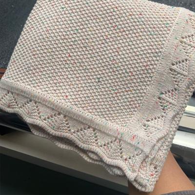 China Anti-Static Ribbon Customized Wrapping Baby's Throw Lace Shawls Knit Colorful Spotted Cotton Wraps Newborn Baby Bedding Blanket Sets for sale