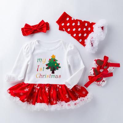 China Custom Personality Cozy One Piece Christmas Baby Romper With Spats New Year Dress Dress Overalls Abdl Bamboo Romper for sale