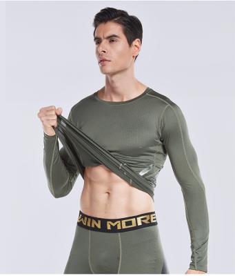 China Logo Service Men Workout Compression Fitness T-shirts Breathable Gym Clothing for sale