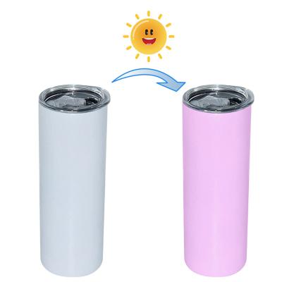 China New Design 20oz Modern UV Changing Straight Skinny Stainless Steel Sublimation Blank Tumblers for sale