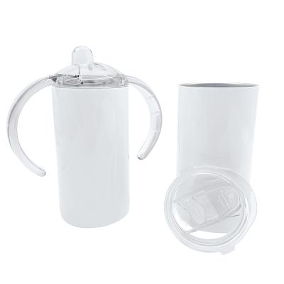 China Viable Hot Sale Stainless Steel Double Wall Stainless Steel White 12Oz Kids Sippy Cup Sublimation Dummy Cup With Double Lid for sale