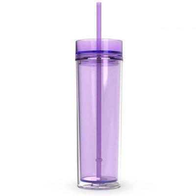 China Sustainable Reusable Cup Acrylic Tumblers With Lids And Straws 16oz Clear Plastic Double Wall Tumblers With FREE Straw for sale