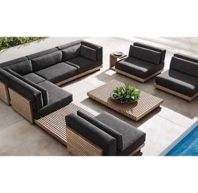 China Modern hot sale teak sofa garden hotel furniture terrace sectional outdoor suit for sale