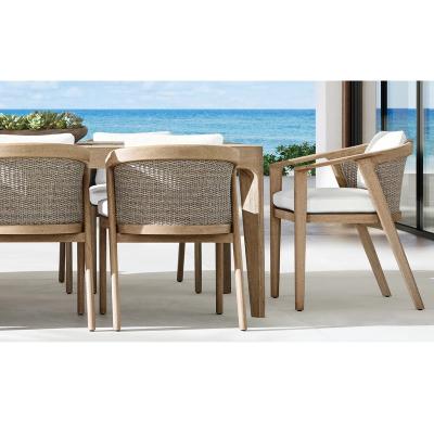 China Modern Hotel Garden Furniture Durable Material Outdoor Teak Rattan Table And Chair Set for sale