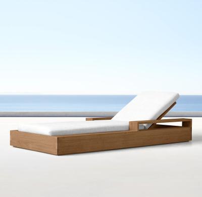 China Modern Outdoor Wooden Leisure Bed Teak Beach Lounger Outdoor Folding Bed for sale