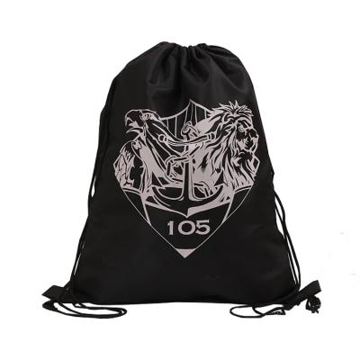 China Durable Custom Polyester 210d Polyester Drawstring Bag Backpack Recyclable Silk Drawstring Bag for sale