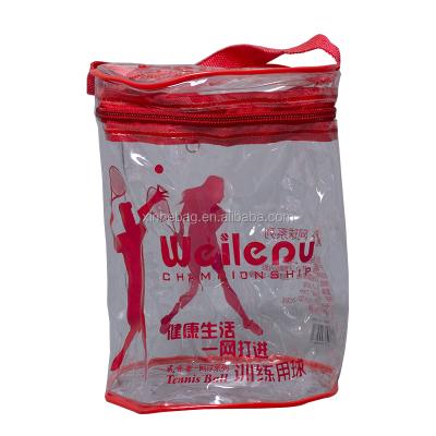 China Moisture Proof Packaging Bag Customized Logo Tennis Ball Drum Shape PVC Cosmetic Bag for sale