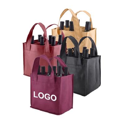 China Handled 6 bottles bolsas ecologicasl eco friendly custom printed non woven wine shopping bag packaging bag with pouch for sale