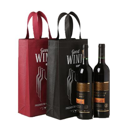 China OEM/ODM Wine Handled Bag Tote Non Woven Fabric Bottle Packing Custom PP NON WOVEN Wine Shopping Bag With Handle for sale