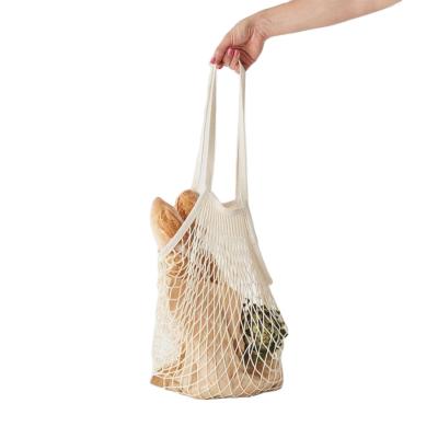 China Eco Friendly Reusable Drawstring Food Grade Grocery Net Bags Shopping Cotton Mesh Bag for sale