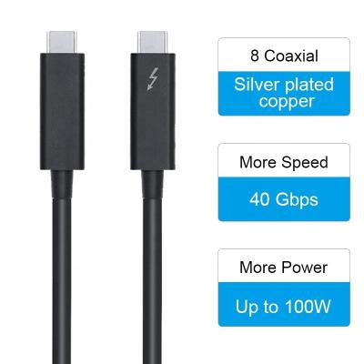 China Mobile Phone 0.5M Passive 20V 5A 100W Supports 40Gbps 4K 5KThunder Bolt to Thunderbolt Cables for sale