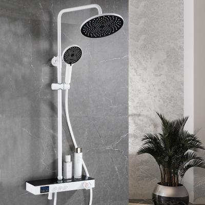 China With High Quality Sliding Bar Azeta Bathroom Button 3 Functions With Digital Display Thermostatic Rain Shower Set for sale