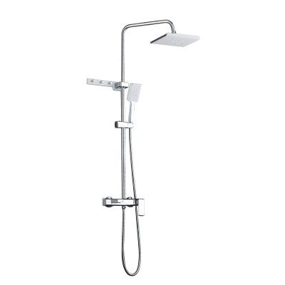 China With Slide Bar 3 Way Wall Mounted Rainfall Head Shower System With Brass Faucet Mixer Bathroom Shower Valve Column Set for sale