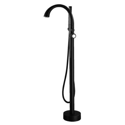 China Without Slide Bar New Arrival Black Brass Single Handle Tub Faucet Bathroom Bath Shower Free Standing Floor Mounted Faucet for sale