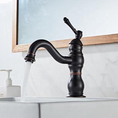 China Classic Sanitary Ware Hot Cold Water Sink Taps Modern Single Handle Mixer Tap Brass Black Brass Basin Faucet for sale