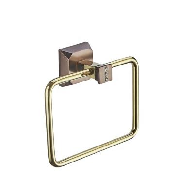 China Modern Square Towel Ring Rose Gold Brass Toilet Bathroom Accessories Set for sale