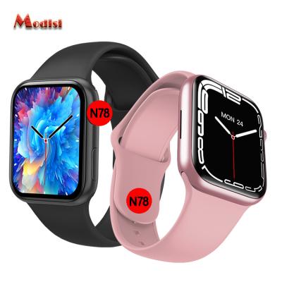 China MP3 playback Hot N78 1.75 Inch Wireless Smartwatch Factory Wireless Charger Slot High Quality Series 7 Smart Watch IP67 Calls OEM for sale