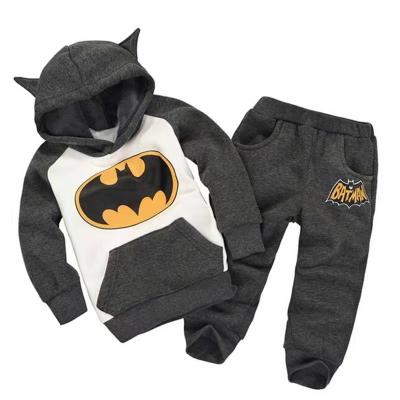 China Anti-wrinkle Boys Autumn/Winter Long Sleeve Sweater Hooded Children's Set Plus Fleece Boys Two Piece Set for sale