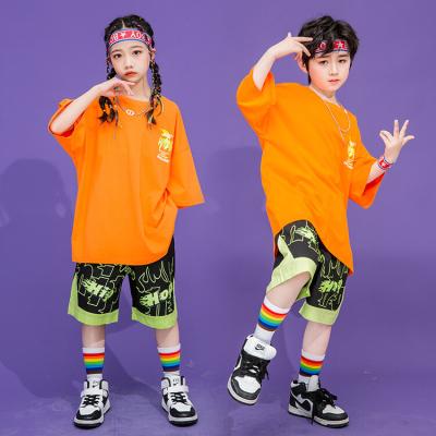 China Unisex School Sports Summer Hip Hop Performance Suit Hip Hop T-shirt for Boys and Girls for sale