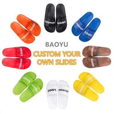 China Wholesale Summer Logo EVA Luxury PVC Printing Insole Cushioning For Boys and Men's Sandals Logo Design Home Custom Slippers Adult Women Girls for sale